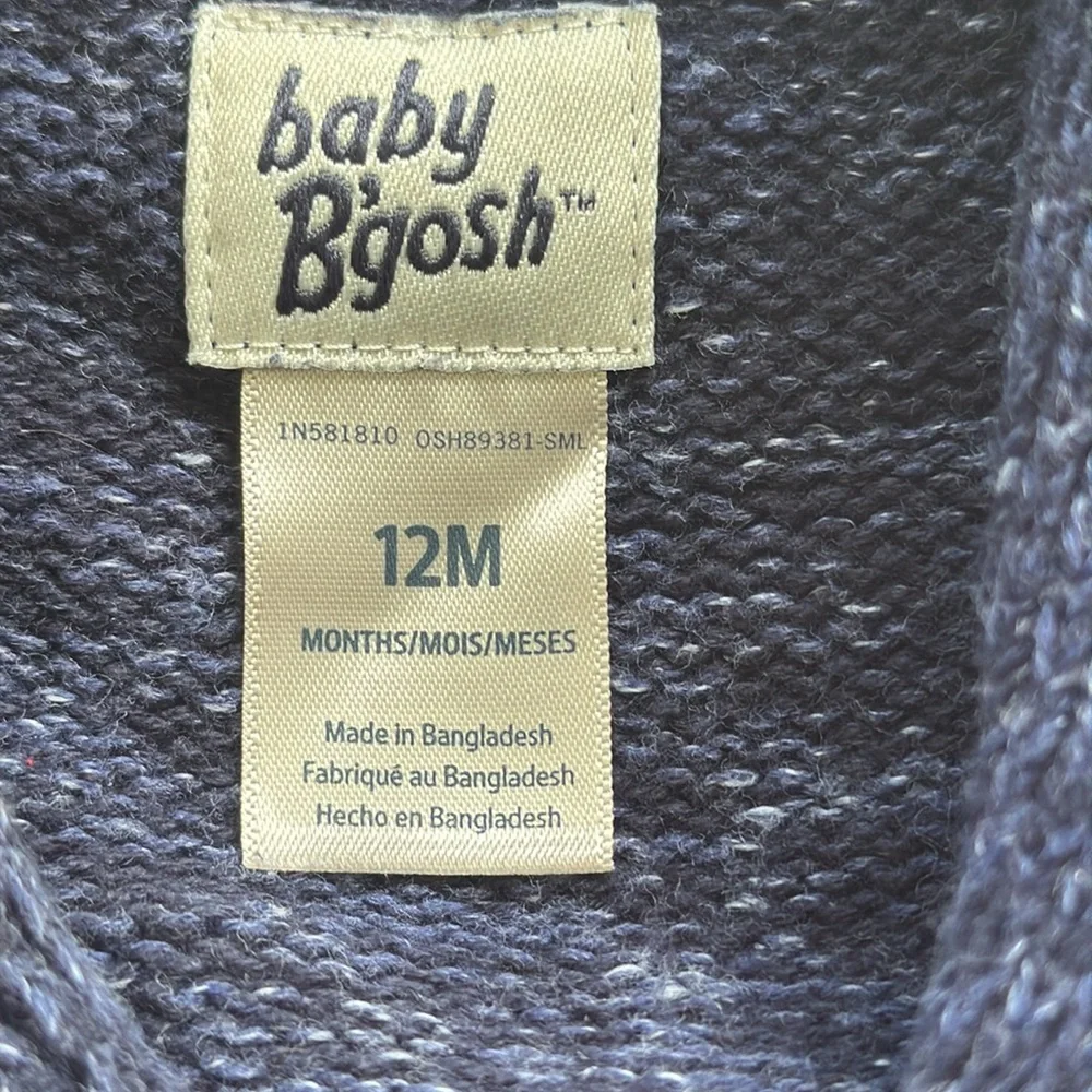Baby B’Gosh boy’s blue shawl collar button up cotton cardigan sweater size 12M